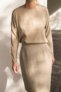 1990s Calvin Klein Greyish Olive Linen Skirt