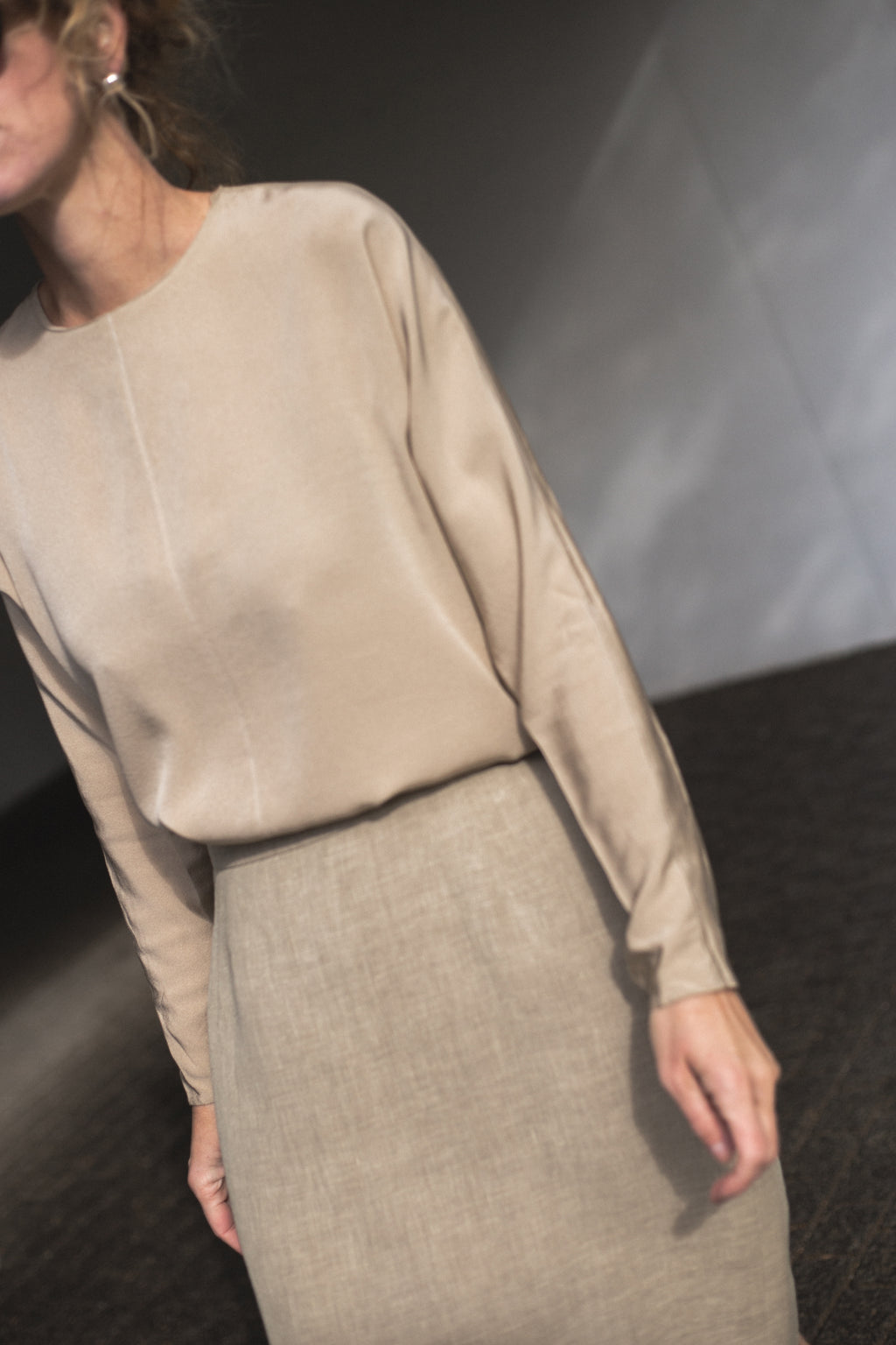 1990s Calvin Klein Greyish Olive Linen Skirt