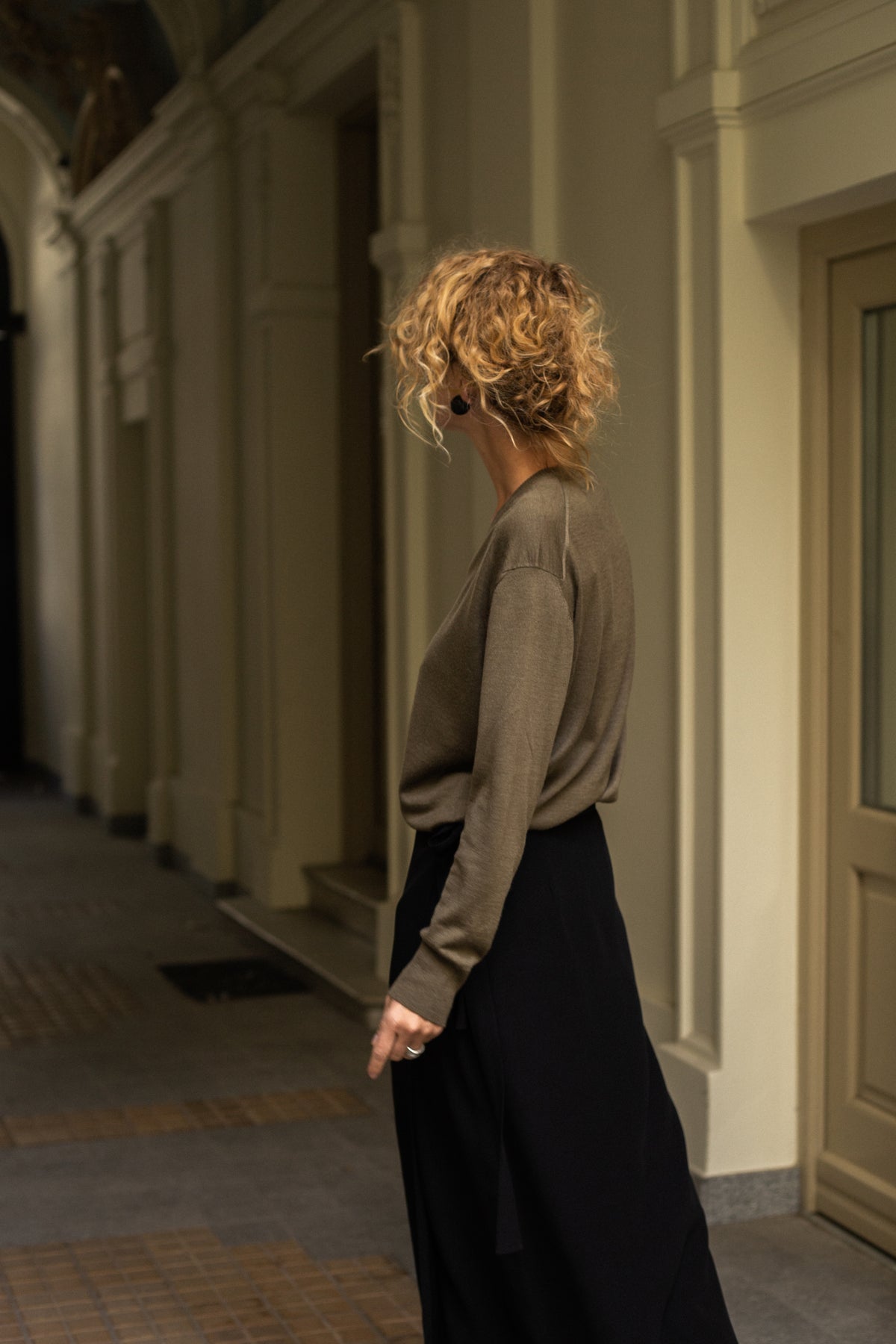 1990s Salvatore Ferragamo V-neck Olive Sweater
